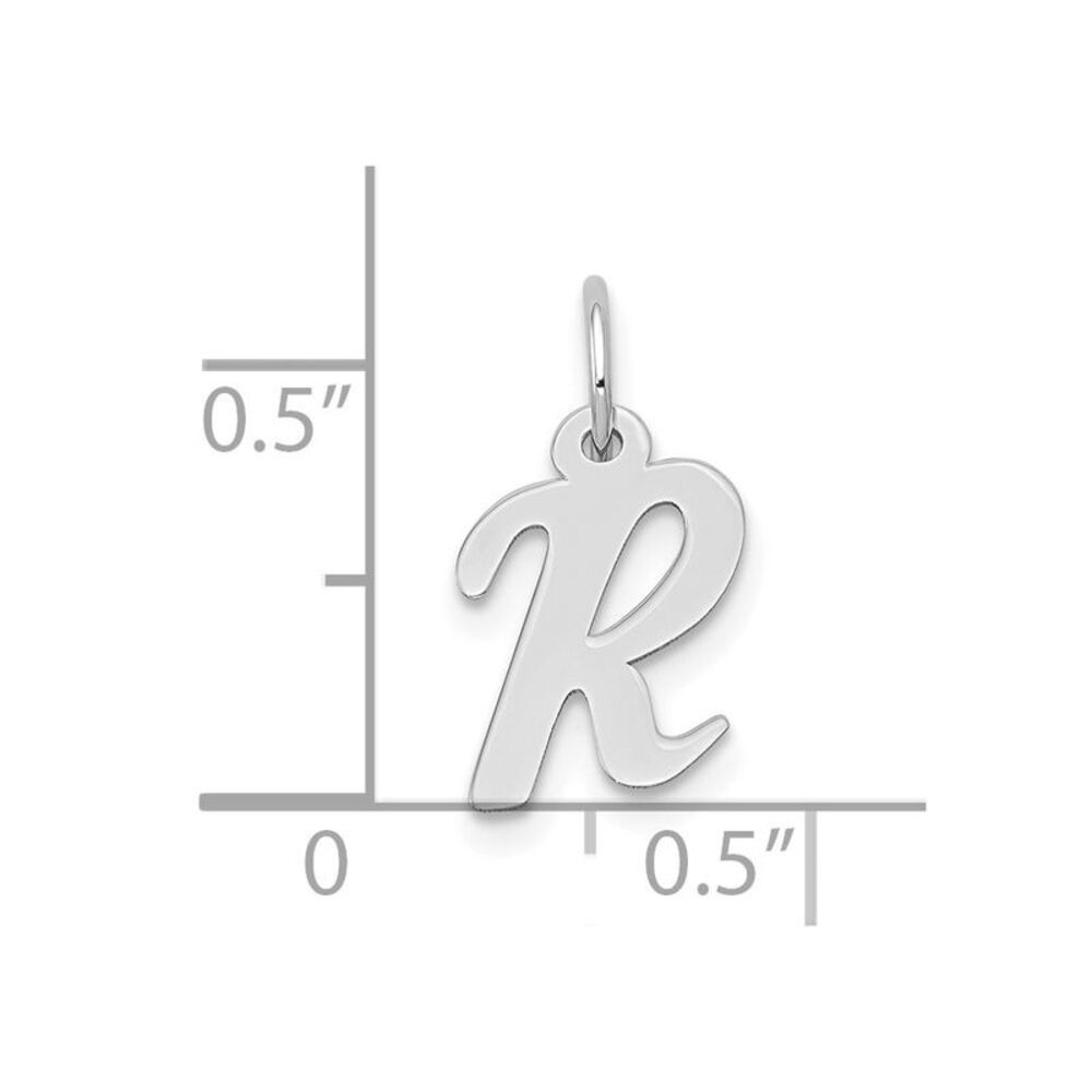 10k White Gold Small Script Initial R Charm - image 2